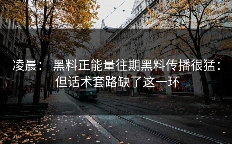 凌晨： 黑料正能量往期黑料传播很猛： 但话术套路缺了这一环
