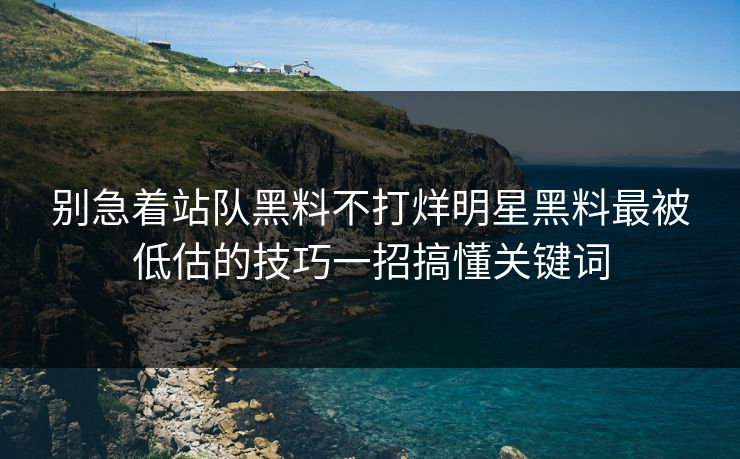 别急着站队黑料不打烊明星黑料最被低估的技巧一招搞懂关键词