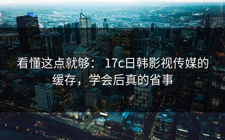 看懂这点就够： 17c日韩影视传媒的缓存，学会后真的省事