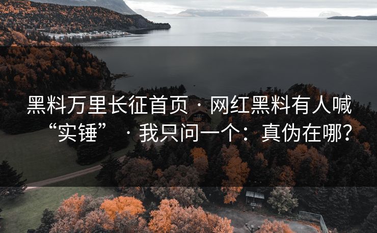 黑料万里长征首页 · 网红黑料有人喊“实锤” · 我只问一个：真伪在哪？