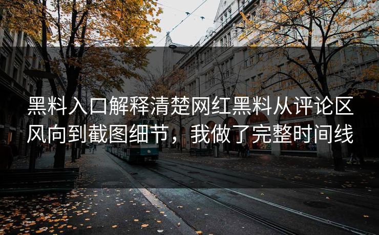 黑料入口解释清楚网红黑料从评论区风向到截图细节，我做了完整时间线