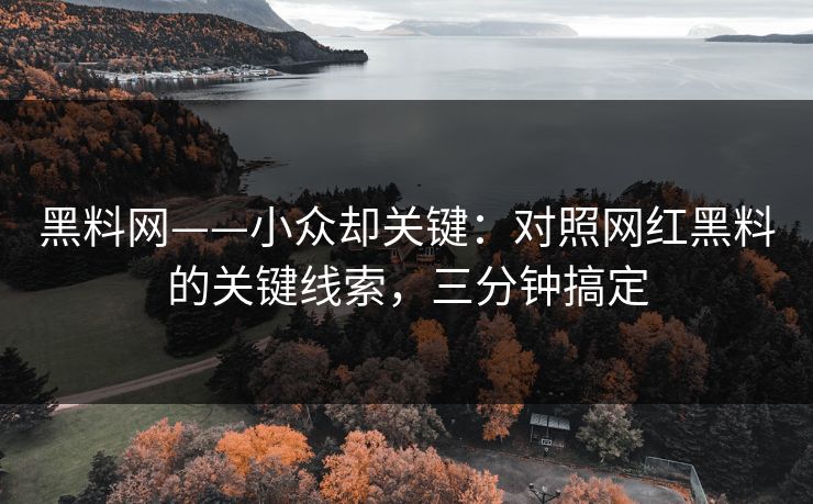 黑料网——小众却关键:对照网红黑料的关键线索,三分钟搞定 黑料网——小众却关键:对照网红黑料的关键线索,三分钟搞定