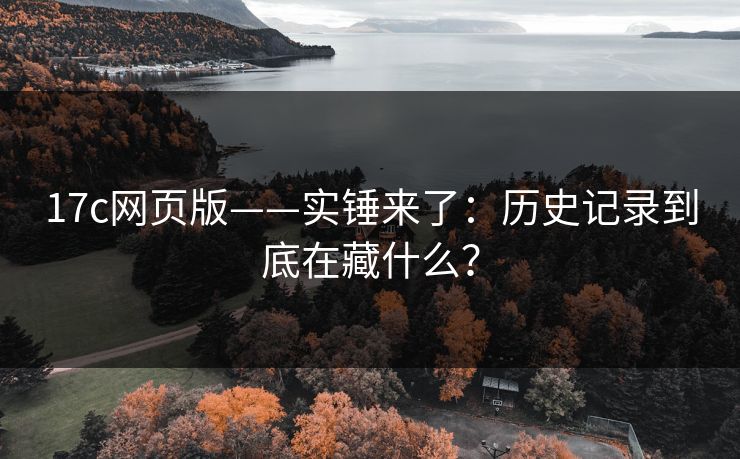 17c网页版——实锤来了：历史记录到底在藏什么？