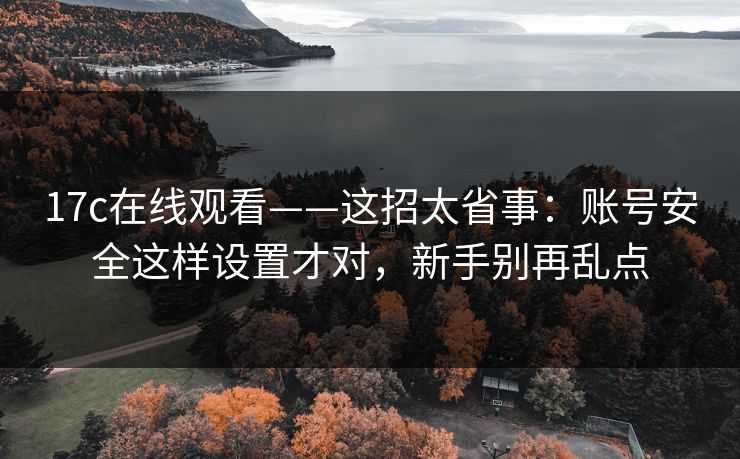 17c在线观看——这招太省事：账号安全这样设置才对，新手别再乱点